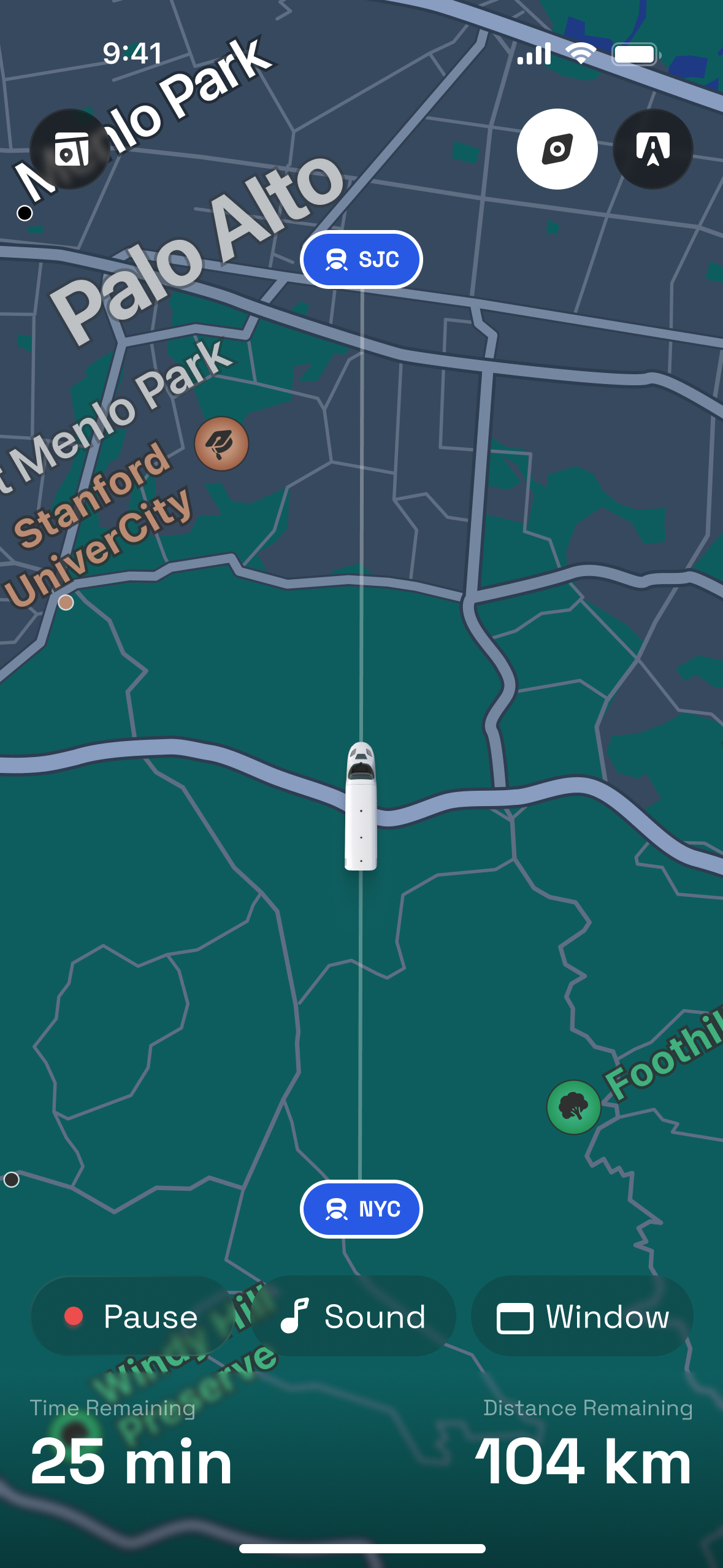 FocusRails journey screen